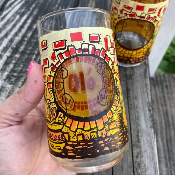 Set of 2 Vintage Olè Southwestern Juice Glasses - Picture 4 of 6